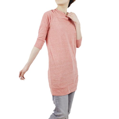 B&Hco.(ビーアンドエイチコー) レーヨン混 7分袖 フード付き チュニック ”Hooded OP“ RDB13006・321