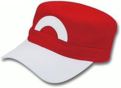 Anime ASH KETCHUM Trainer Costume Cosplay Baseball Hat Cap PoP,White/Red