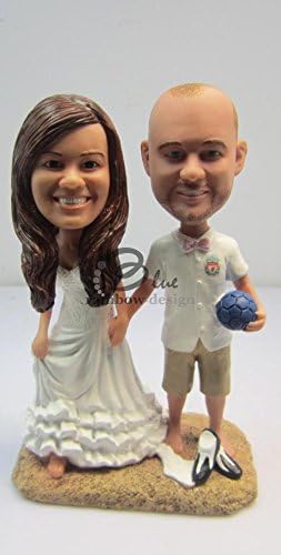 Custom Bobblehead Couple Posing For Picture By The Beach