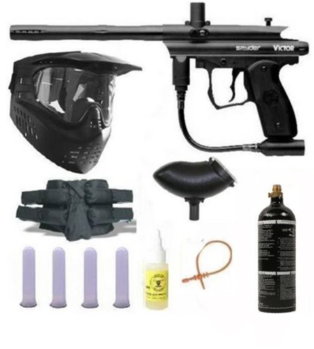 Spyder Victor Paintball Gun 4+1 9oz MEGA Set - Black
