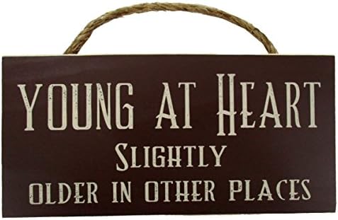 Poor Boy Woodworks 11.5" X 5.5" Young At Heart Wall Hanger Plaques (Brown)