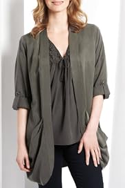 Open Front Slouch Pocket Jacket [T56-9708-S]