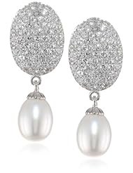 Bella Pearl Micro Pave Hinged Post Earrings