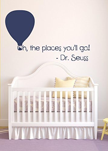 DecorRooms Dr Seuss Wall Decal Oh the places you'll go Children's Room Home Decor Hot Air Balloon Baby Nursery Decor