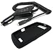 2 Pieces Value Combo of Black Silicone Skin Cover Case and Car Charger for Blackberry 9530 9500 Storm Thunder