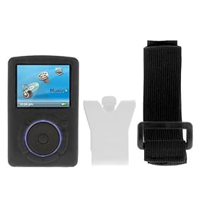 PCMICROSTORE Brand Premium Silicone Skin Case Cover Kit with Belt Clip - Sports Armband - Screen Protector - for Sansa Fuze 2gb 4gb 8gb