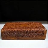 Rosewood Hand Carved Trinket Box from India, 10 x 6