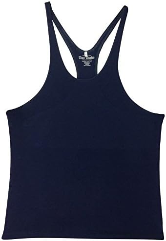 Men's Stringer Y Back Cotton Tank Top Navy Blue