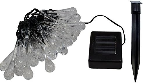 Solar powered led light, 6M 30 LED Lights Solar Powered Raindrop Garden String Fairy Lights/ LED Waterproof Decorative Lights for Outdoor, Garden, Patio, Christmas (RGB 30 LED)