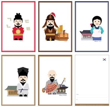Korean Traditional Character Postcard (Set in Chosun Dynasty. Set of 5 postcards)