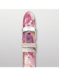 Michele 18Mm Pink Floral Fashion Patent Leather Ms18aa350677 Strap