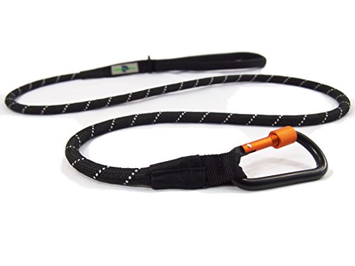 CLEARANCE - Rock Hound Nylon Rope Dog Leash with Carabiner Snap - 5 Feet Long (Black/Orange)