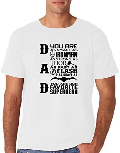 Goodhvh Men's Dad are Smart,Strong,Fast,Flash,Brave,Superhero T-Shirt - White