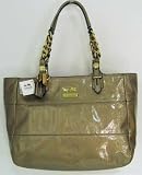 Coach Madison Patent Leather East West Tote Handbag Antique Gold 15373