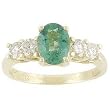 14K Yellow Gold Emerald and Diamond Ring