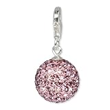 SilberDream Glitzer Charm Swarovski Kristalle Kugel flieder SHINY Anh�nger 925 Silber f�r Bettelarmb�nder Kette Ohrring GSC204von "SilberDream..."