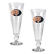 Chicago Bears 2pc 16oz Pilsner Glass Set with Football on stem - Oval Logo NFL Football