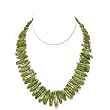 HinsonGayle "Stonehenge" Moss Green Biwa Pearl Necklace and Earrings Set