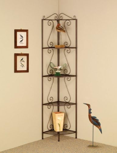 4 tier corner rack in gold tone copper 70" High