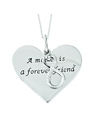 Sterling Silver Antiqued CZ A Mother Is A Forever Friend 18in Necklace.