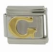 SilverBin Gold Tone Letter Initial G Stainless Steel Italian Charm Link