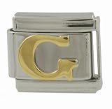SilverBin Gold Tone Letter Initial G Stainless Steel Italian Charm Link