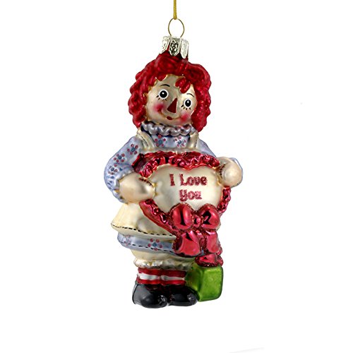 Kurt Adler Glass Raggedy Ann Heart Ornament, 5-Inch