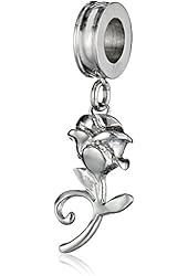 Disney Stainless Steel Dangle Rose Bead Charm