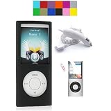 SiliconeSkincaseforAppleIpodNano5thgenerationNewAppleIpodNano8GB16GBSiliconSkin+ScreenProtector+CarCharger(Black)