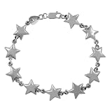 High Polished Sterling Silver Star Linked Bracelet