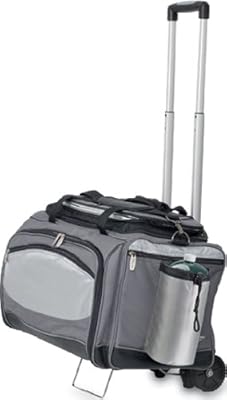 Picnic Time Vulcan 21" Insulated Cooler Tote with 3 Piece BBQ Tools and Propane Grill Inside Tote