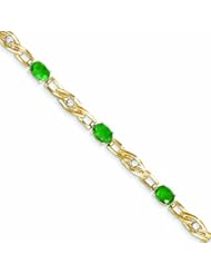 4.8 Carat 14K Gold Diamond and Emerald Bracelet