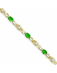 Genuine 14K Yellow Gold Diamond And Emerald Bracelet 5 Grams Of Gold 100% Satisfaction Guaranteed.
