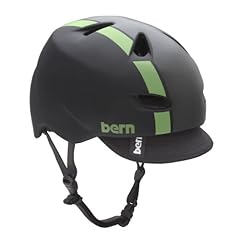 BERN Brentwood Matte Helmet with Visor (Black/Green Bomber, Large) 