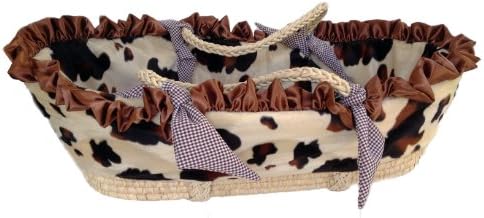 Patricia Ann Designs Satin Pony Moses Basket with Check Trim, Chocolate