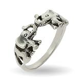 Sterling Silver Lucky Double Elephant Ring
