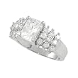 Sterling Silver Emerald Cut CZ Ring with CZ Stone on Band