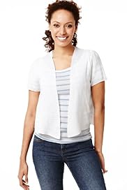 Open Front Cropped Cardigan with Linen