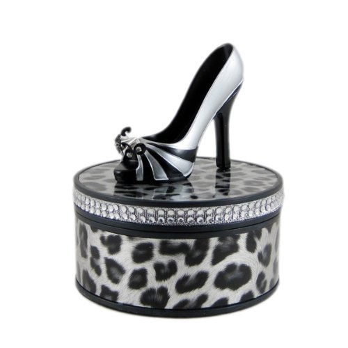 Animal Print Shoe Jewelry Box Black and White Leopard Print