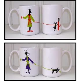 Pair of Dog Mugs, Man & Women