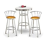 Chrome Bar Table & 2 Chrome 29" Glitter Gold Vinyl Seat Barstools