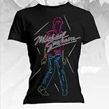 Michael Jackson - Neon Beat It Girls S/S T-Shirt In Black, Size: Medium, Color: Black