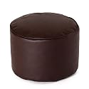 Round Beanbag Stool in BROWN Faux Leather