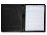 Black Split-Grain Leather Zip-Around Padfolio - Legal Size
