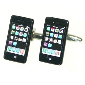 Black Smart Cell Phone Cufflinks