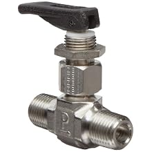 Parker VQ Series Stainless Steel 316 Toggle Valve, Inline, Toggle Handle, PTFE Stem, NPT Male