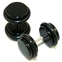0G = 8mm Black Fake Cheaters Illusion Ear Plugs - 16G = 1.2mm - 1 Pair - Medium Size