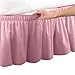 Collections Etc Wrap Around Bed Skirt, Easy Fit Elastic Dust Ruffle, Rose, Queen/King