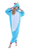 NEWCOSPLAY Unicorn Set Unisex Adult Onesies Pajamas Halloween Costumes (L, unicorn blue)