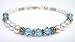 Aquamarine Gold Filled Swarovski Crystal Beaded Pearl Bracelets
